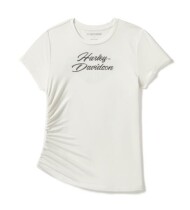 WOMEN'S ESSENTIAL BLING RUCHED SHORT SLEEVE TOP