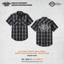 Harley-Davidson® Men's Trophy Bar & Shield Short Sleeve Plaid Shirt - Black Plaid