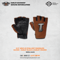 Harley-Davidson® Men's #1 Dyna Knit Fingerless Gloves - Harley Black & Harley Orange