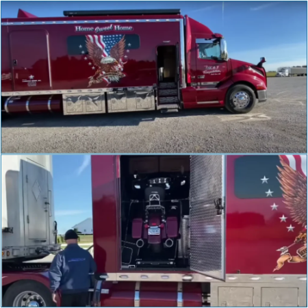 The 'Mega Sleeper,'  includes a specialized compartment for a Harley Davidson Motorcycle