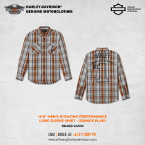 Harley-Davidson® Men's #1 Racing Performance Long Sleeve Shirt - Orange Plaid