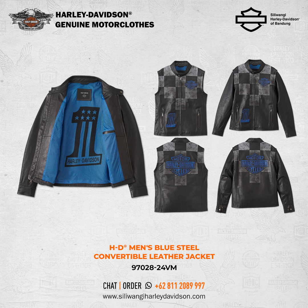 Harley-Davidson® Men's Blue Steel Convertible Leather Jacket