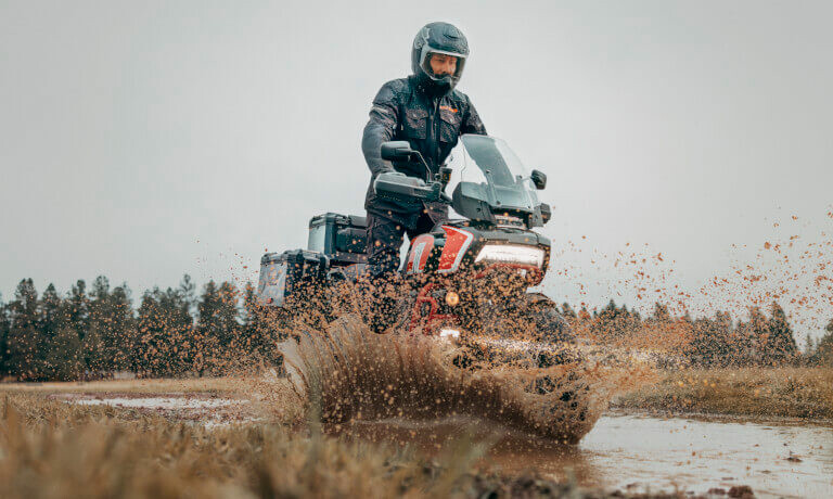 2024 Harley-Davidson CVO Pan America splashing through mud