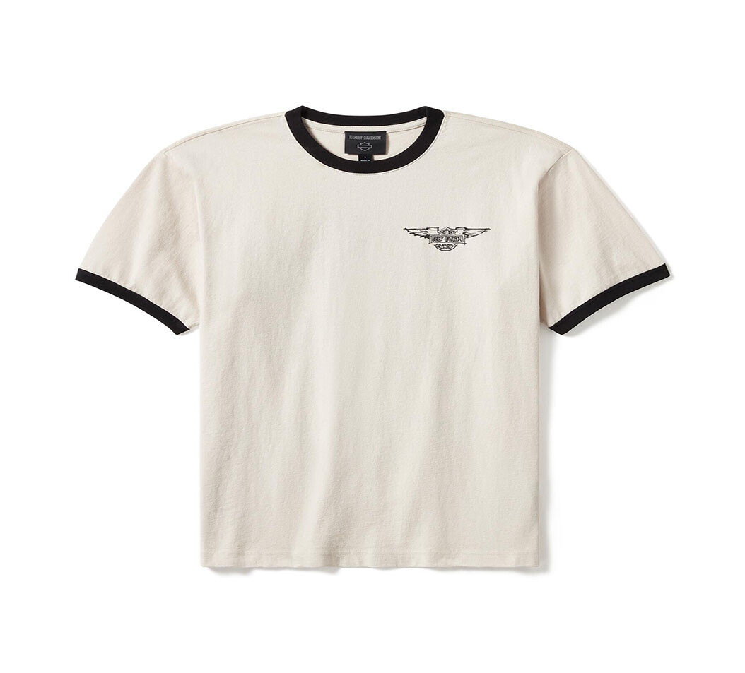 【HARLEY DAVIDSON】ウィリーG バー&シールド リンガーTシャツ WILLIE G™ RIDE FREE COLLECTION ウィリーG™スケッチ・バー