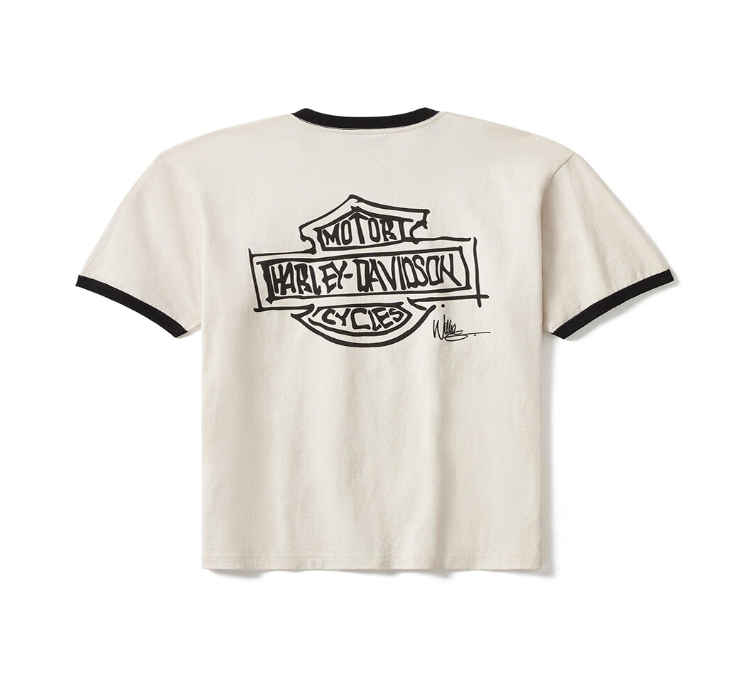 【HARLEY DAVIDSON】ウィリーG バー&シールド リンガーTシャツ WILLIE G™ RIDE FREE COLLECTION ウィリーG™スケッチ・バー