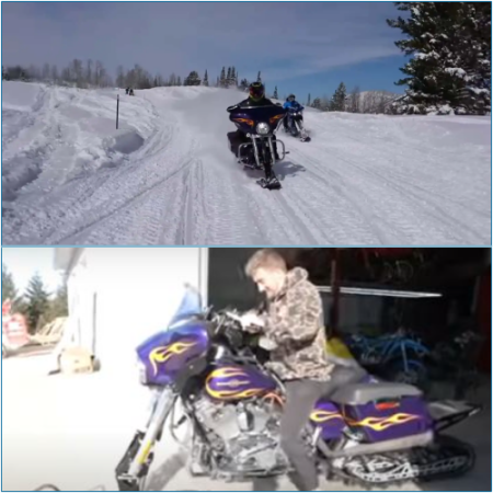 What a Harley-Davidson Bagger Transformed into a Snow Bike Looks Like