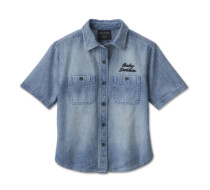 Women's Cool Blue Boxy Button Down Shirt