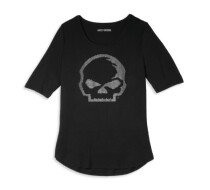 レディース ウィリーG™スカルラインストーングラフィックTシャツ