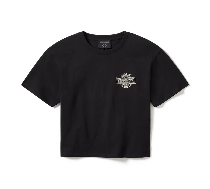 Women's In the Wind Rider Sketch Art Boxy Tee - True Black
