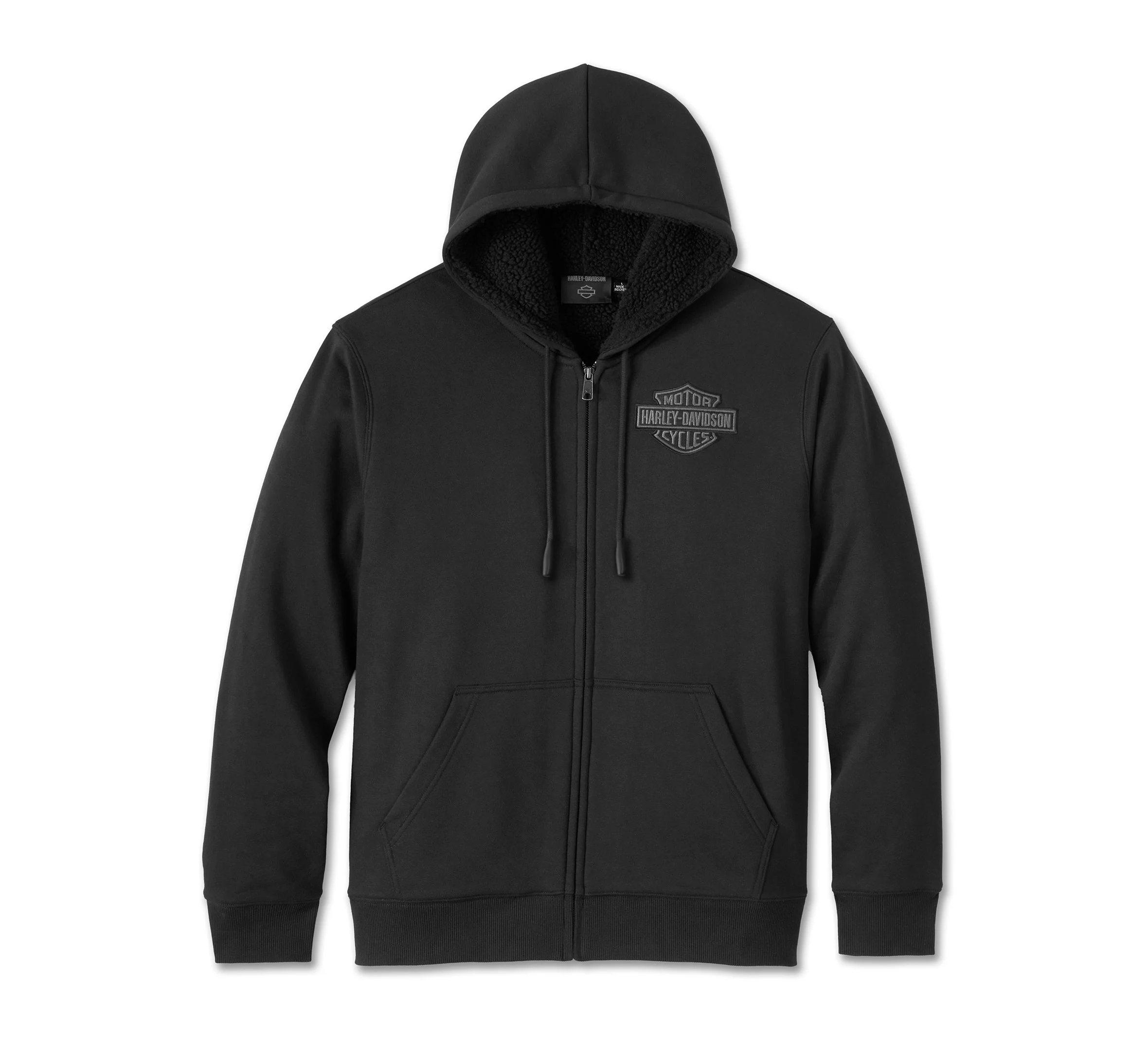Bar & Shield Sherpa Full Zip Hoodie - Harley Black - SALE!!