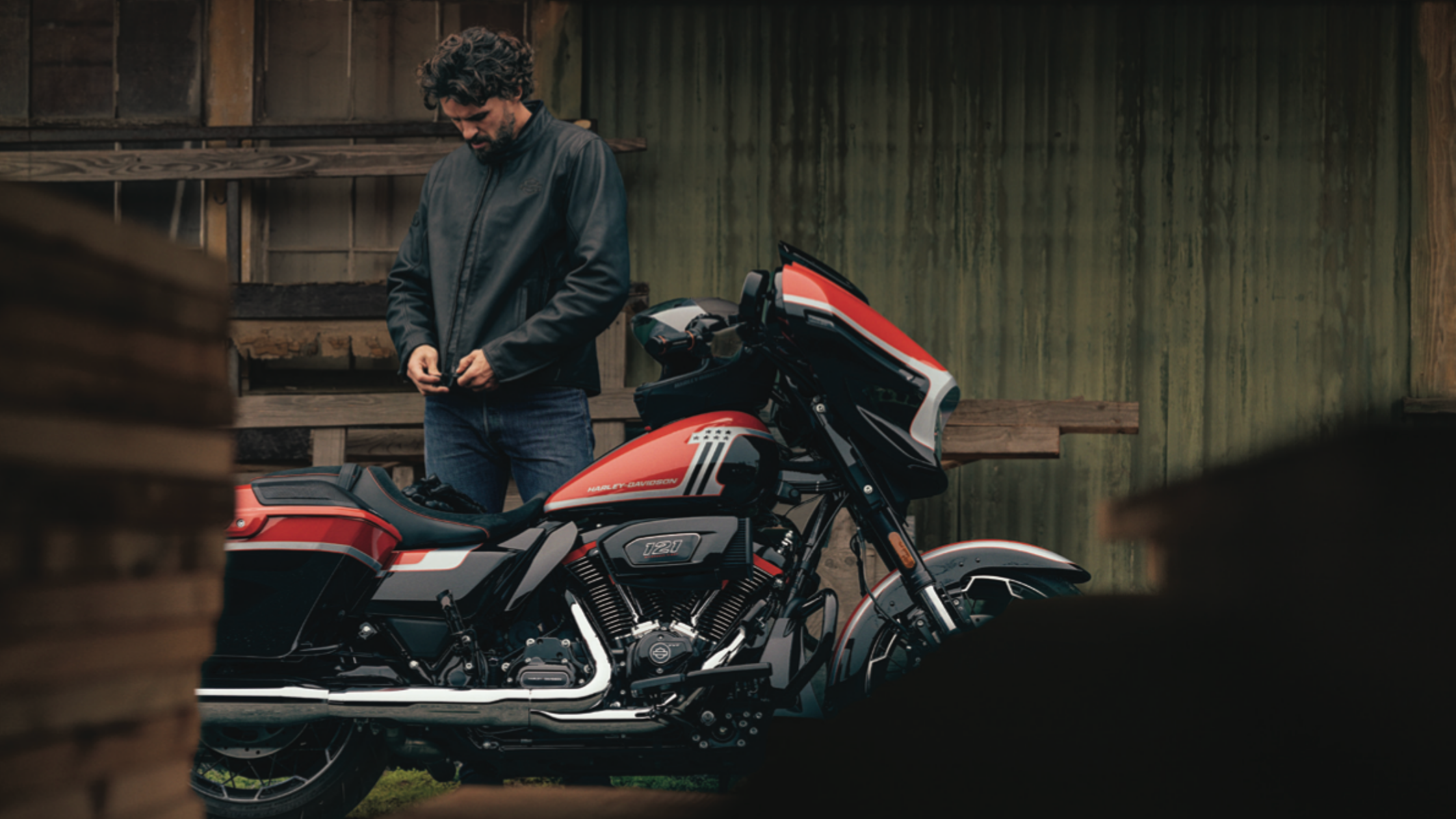 The 2024 Harley-Davidson® CVO™ Street Glide® with the Rider Getting Ready To Ride
