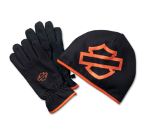 Set caciula si manusi BLACK/ORANGE