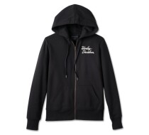 Women's Special Bar & Shield Zip Front Hoodie - Black Beauty