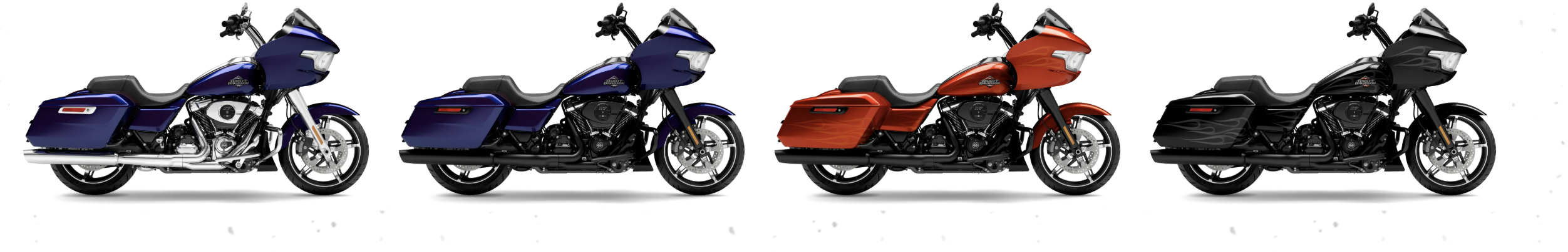2025 Harley-Davidson Road Glides in Mystic Shift, Whiskey Fire, Midnight Firestorm