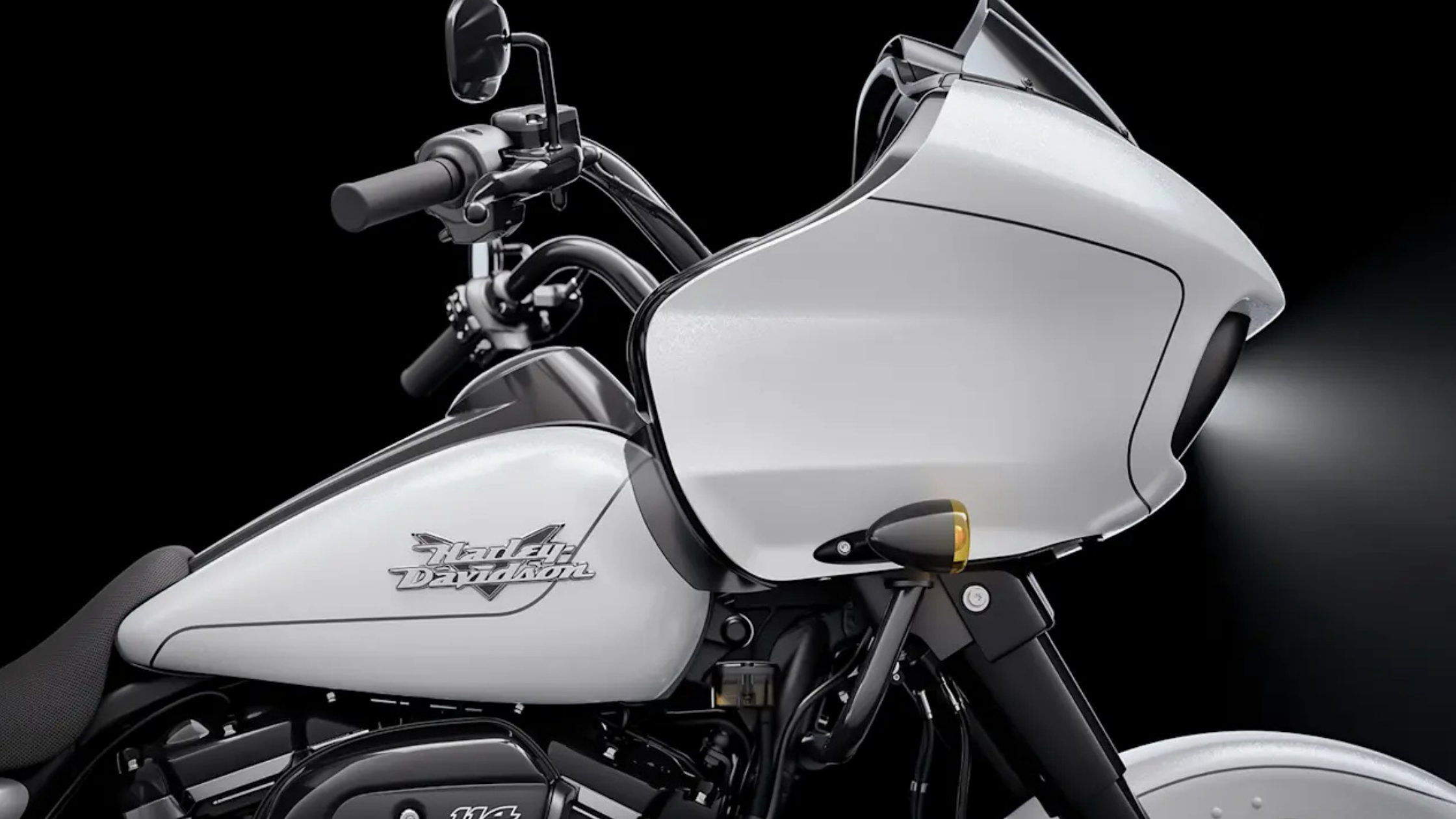 2025 Harley-Davidson® Road Glide® 3, showcasing its white color and sleek design.