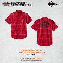 Harley-Davidson® Men's Bar & Shield Short Sleeve Shirt - Red Plaid