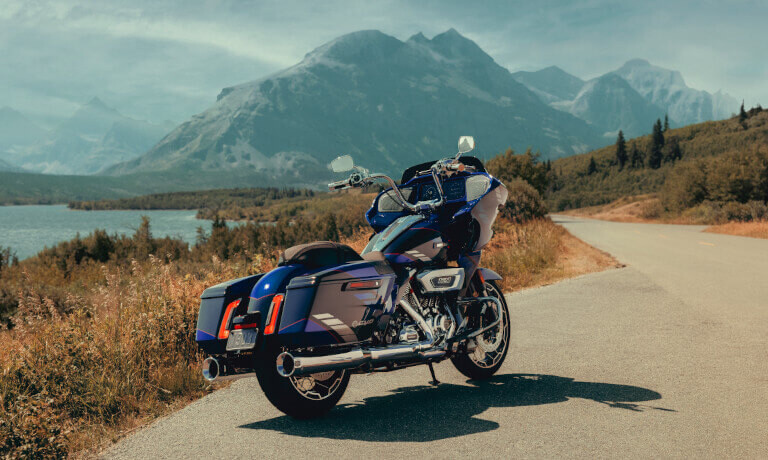 2025 Harley-Davidson CVO Road Glide parked by a mountain