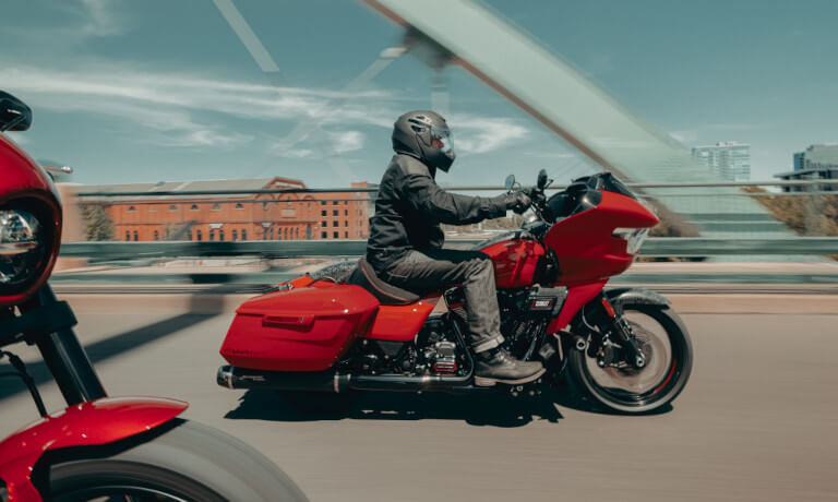 2025 Harley-Davidson CVO Road Glide ST riding on a bridge