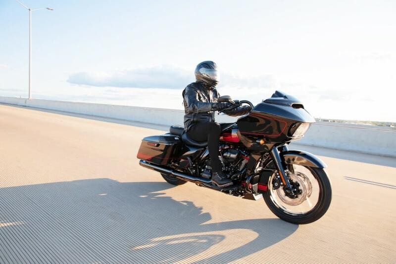 Used Harley-Davidson motorcycle on the open road