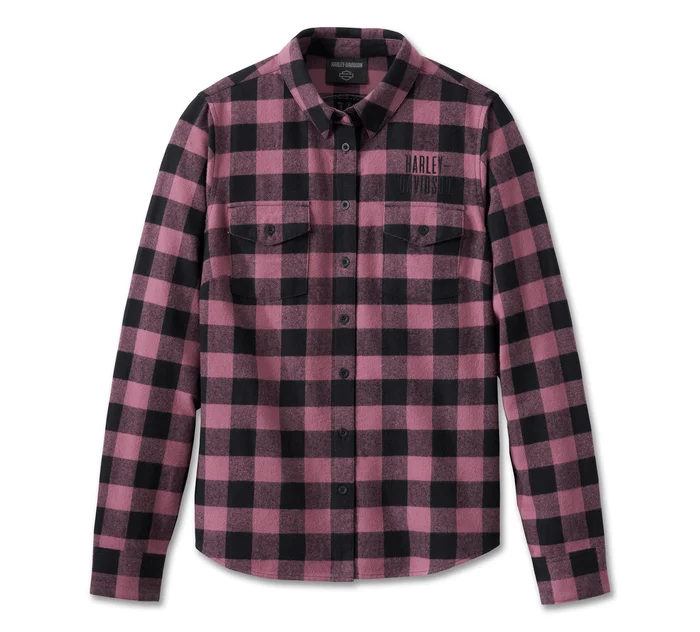 Chemise en flanelle à manches longues Rustic pour femmes - YD Plaid - Crushed Berry