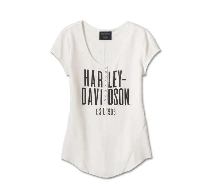 Top henley en tricot Cali pour femmes - Cloud Dancer