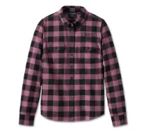 Chemise en flanelle à manches longues Rustic pour femmes - YD Plaid - Crushed Berry