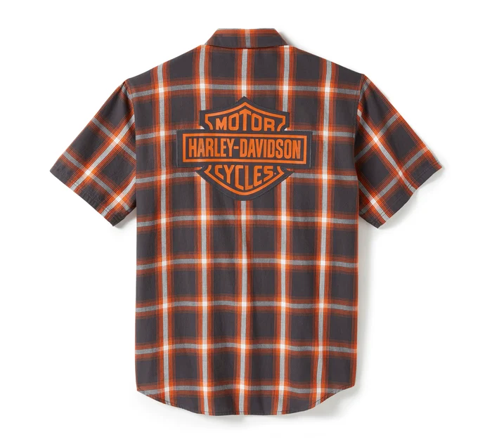 Bar & Shield Staple košulja - Plaid - Asphalt & Harley Orange