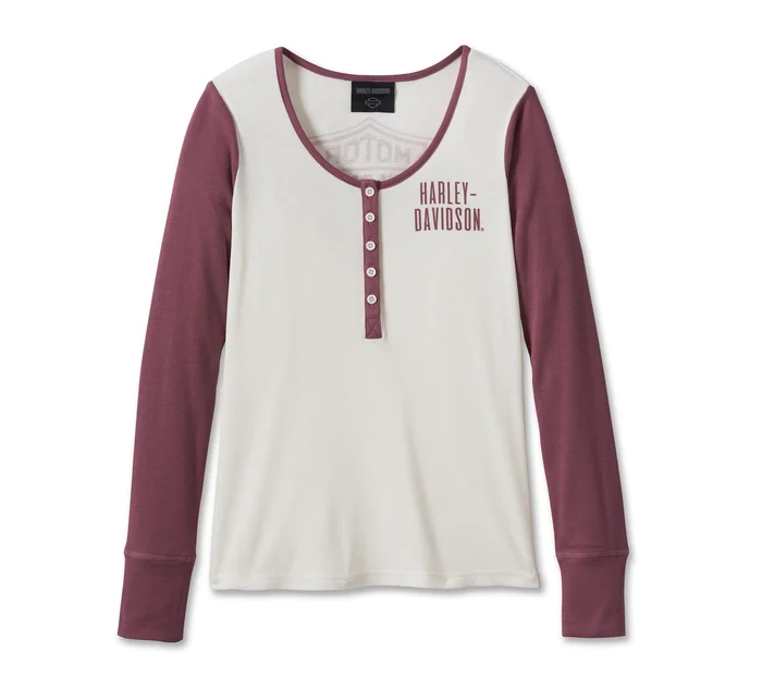 Henley intemporel Bar & Shield pour femmes - Colorblocked - Cloud Dancer