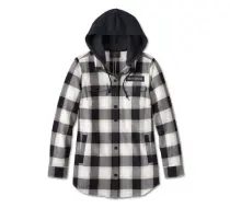 Tunique Thrill Seeker avec capuche amovible pour femmes - YD Plaid - Black Beauty