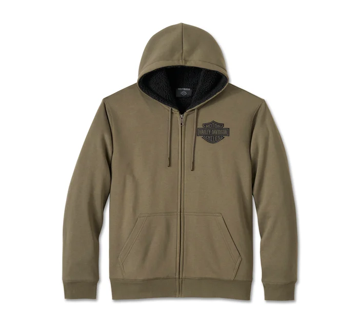 Sweat à capuche zippé en Sherpa Bar & Shield - Grape Leaf