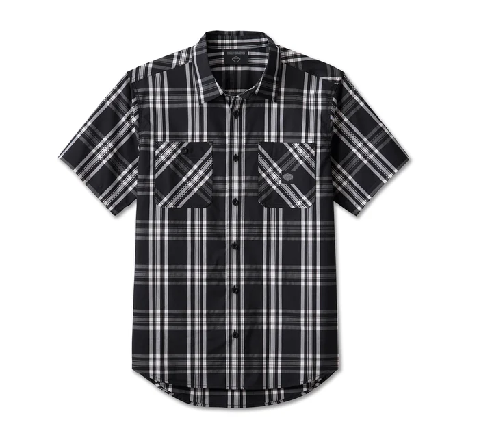 Chemise à carreaux Trophy Bar & Shield à manches courtes pour hommes - Black Plaid