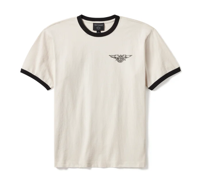 T-shirt Ringer Willie G Sketchy Bar & Shield - Parchment