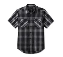 Chemise à carreaux Trophy Bar & Shield à manches courtes pour hommes - Black Plaid