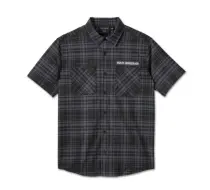 Chemise à carreaux Enduro à manches courtes pour hommes - Black Plaid