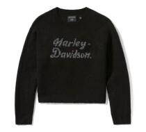 WOMEN'S METALLIC SCRIPT INTARSIA SWEATER