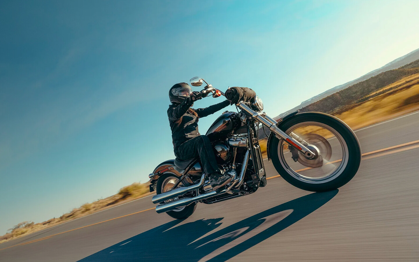 The Harley-Davidson Softail Standard on the open road.