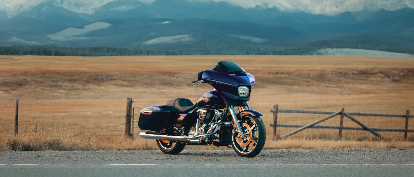 2025 Harley-Davidson Street Glide parked in front of field