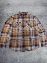SHIRT-WOVEN,TAN PLAID