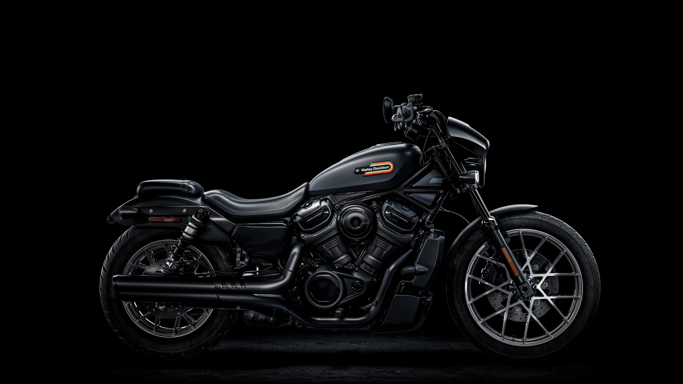2025 Harley-Davidson® Nightster S in matte black finish, compact frame on dark background