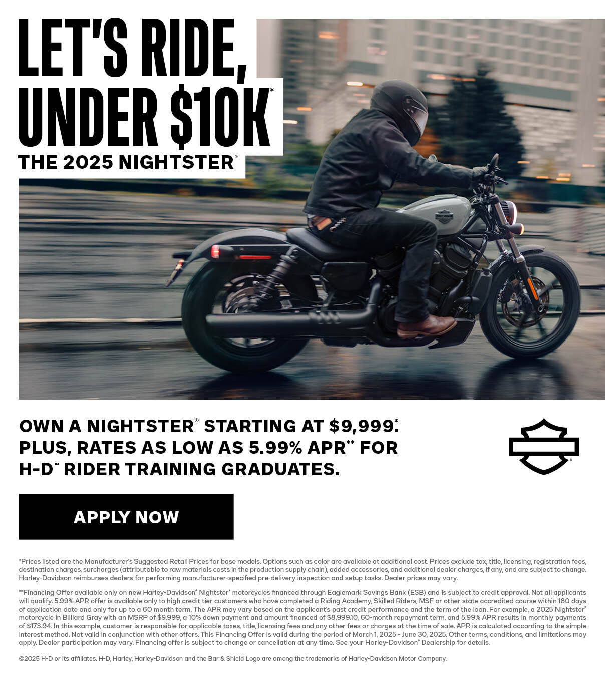 Low APR Finance Offer on New Harley-Davidson Motorcycles