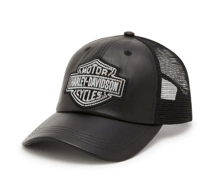 Bling Bar & Shield Leather Trucker kapa