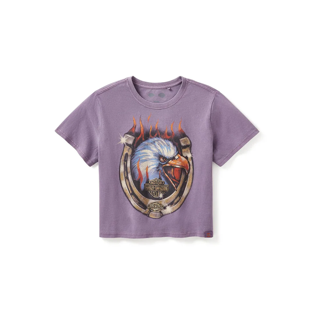 【Women's】Dickies® x HARLE-DAVIDSON® フレーミングイーグルボクシークロップTシャツ