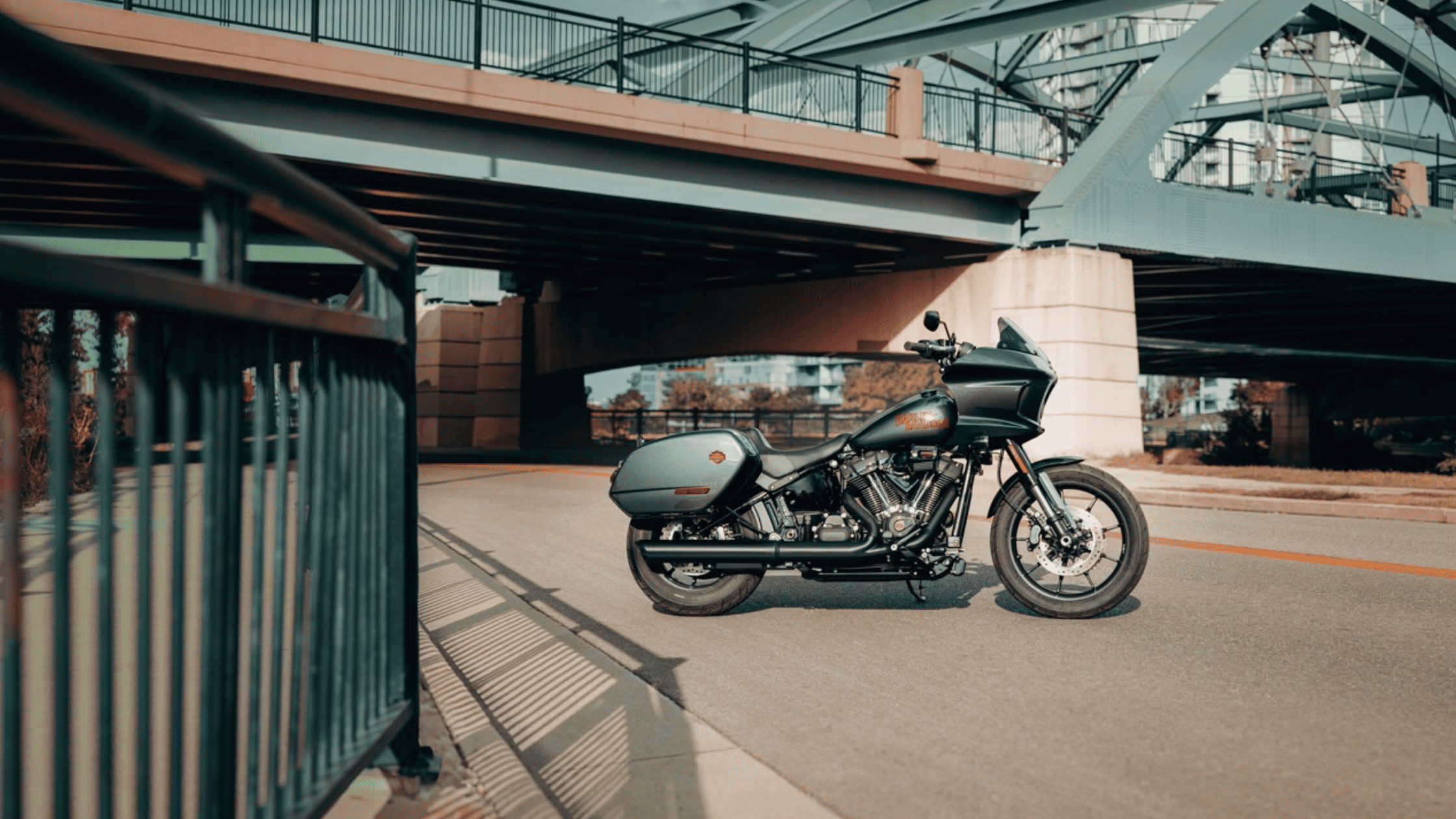 2025 Harley-Davidson Low Rider ST parked under city bridge in Rogers, AR