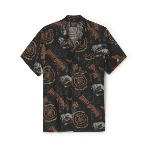 Harley-Davidson アロハシャツ Sサイズ ハワイ製 HARLEY-DAVIDSON(ハーレーダビッドソン) バイク柄 アロハシャツ