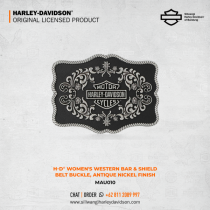 Harley-Davidson® Women's Western Bar & Shield Belt Buckle, Antique Nickel Finish