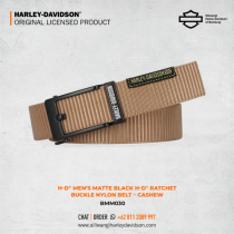 Harley-Davidson Men's Matte Black H-D Ratchet Buckle Nylon Belt – Cashew