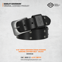 Harley-Davidson® Men's Western Dome Studded Genuine Leather Belt - Black