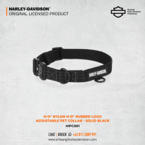 Harley-Davidson® Nylon H-D Rubber Logo Adjustable Pet Collar -Solid Black