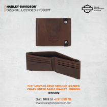 Harley-Davidson Men's Classic Genuine Leather Crazy Horse Eagle Wallet - Brown