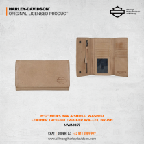 Harley-Davidson® Men's Bar & Shield Washed Leather Tri-Fold Trucker Wallet, Brush